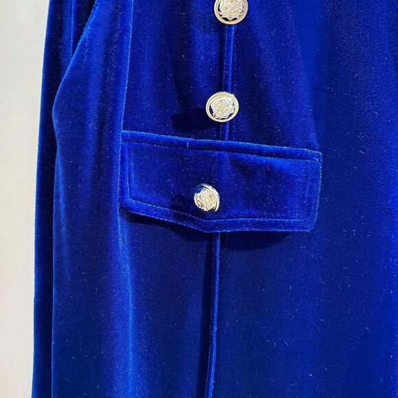 Royal Blue Party Women's High Waist Velvet Wide Leg Pants - Picture 9 of 9